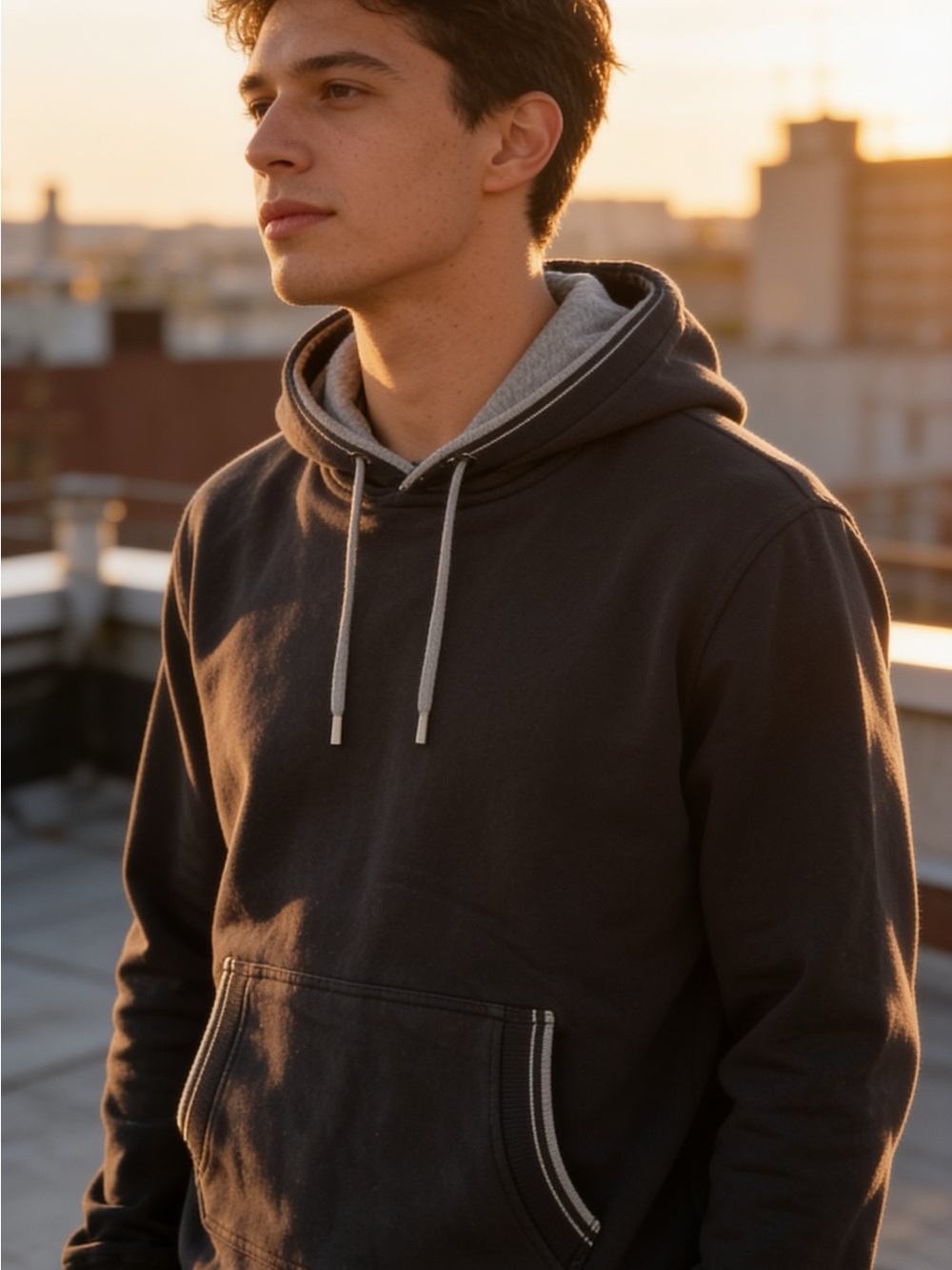 Ben Sherman Small Charcoal Hooded Sweatshirt with Light Gray Lined Hood YT12